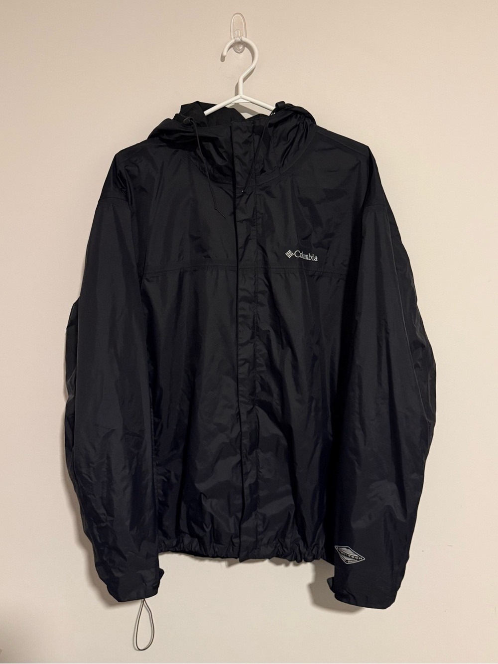 Columbia Black Hooded Packable Rain Jacket